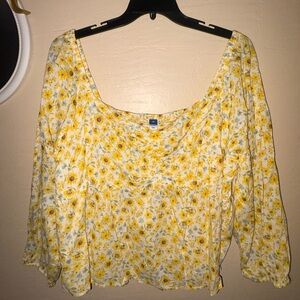 Old Navy Yellow Floral Blouse
